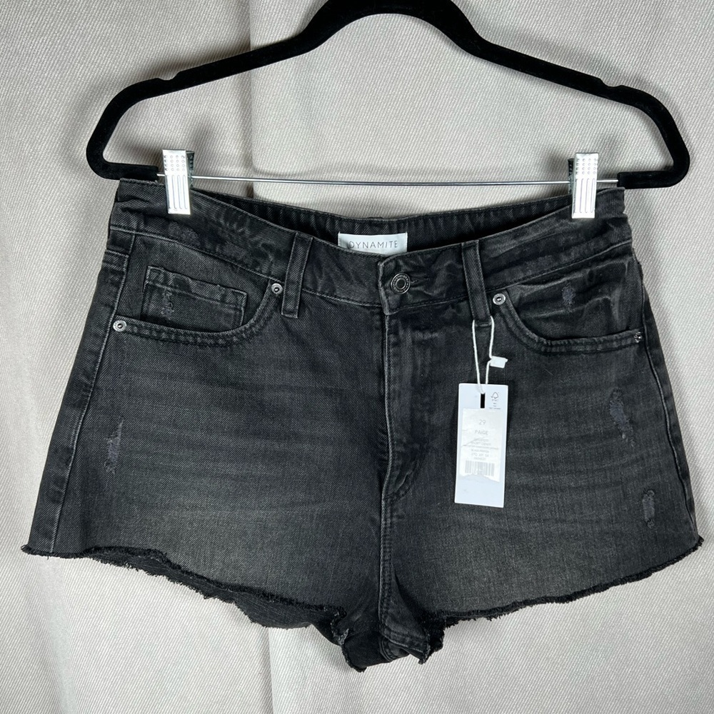 Dynamite New with Tags Paige Denim Shorts with Distressed Hem - Size 29 in Black